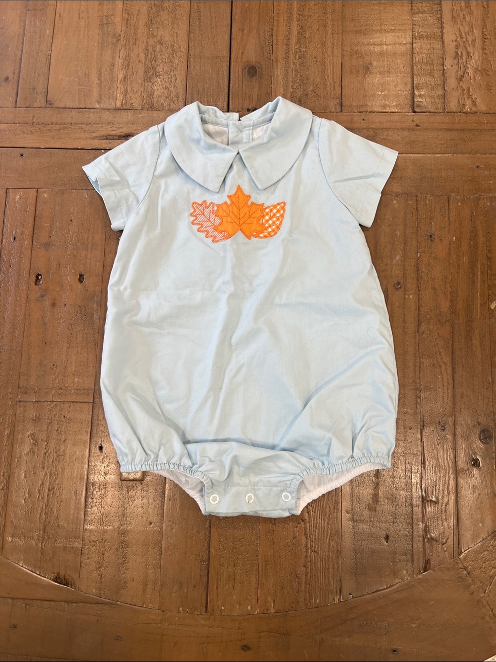 Dondolo Orange Leaf Applique short sleeve bubble romper 18 months fall Halloween
